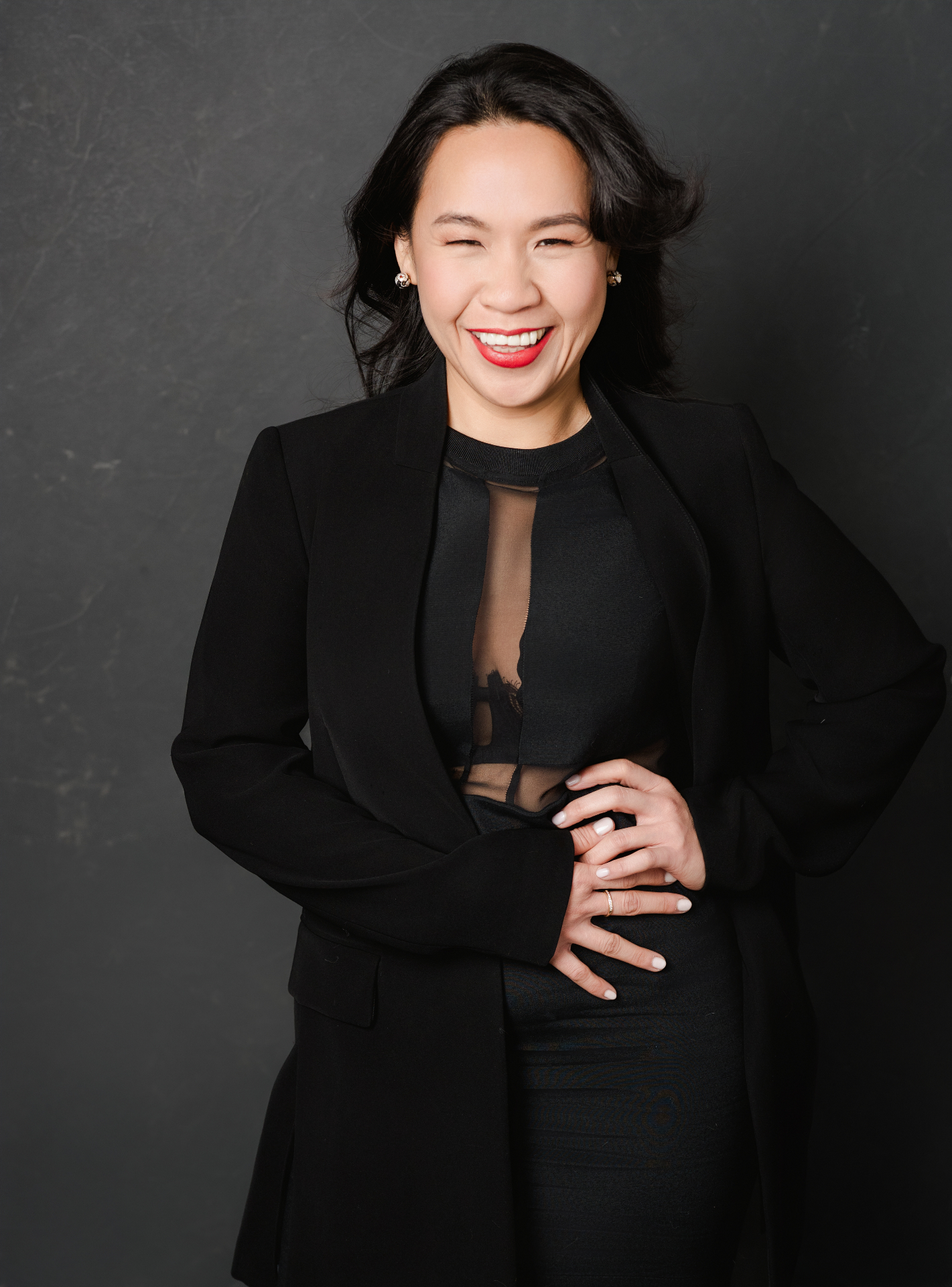 Boss Babe portrait — Vanessa in black blazer