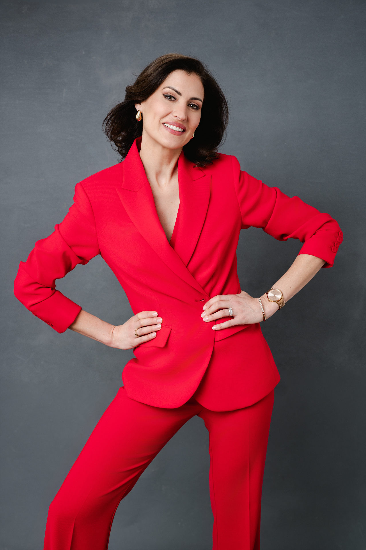Boss Babe portrait in red suit